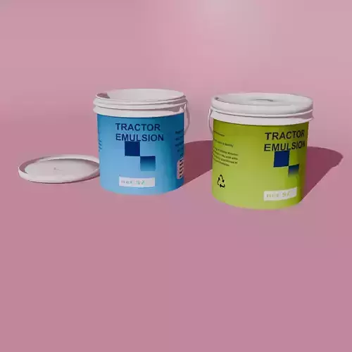 5-Liter Paint Bucket 3D Model with Open and Closed Lids Low-poly 3D model