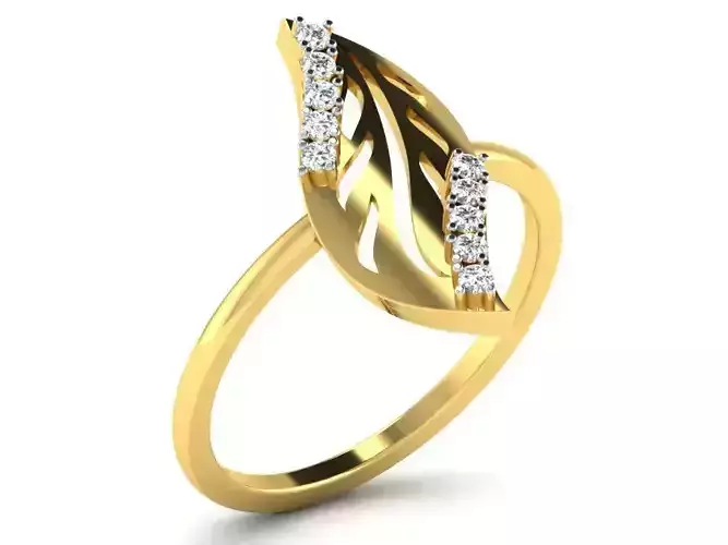 Light Weight Yellow Gold Diamond Ring  -DR-6246 3D print model