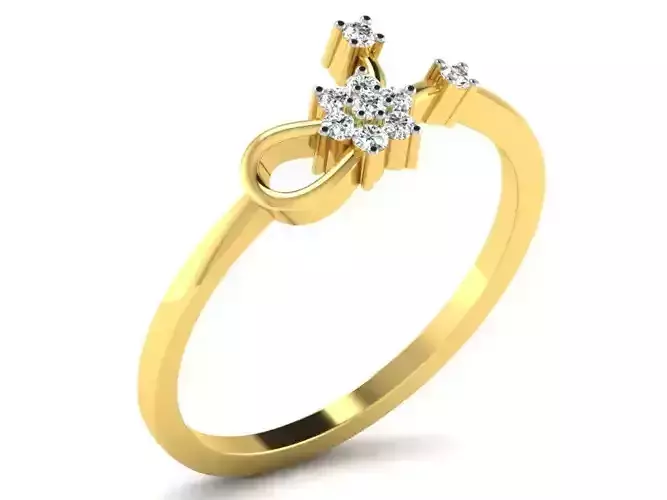 Light Weight Yellow Gold Diamond Ring  -DR-6247