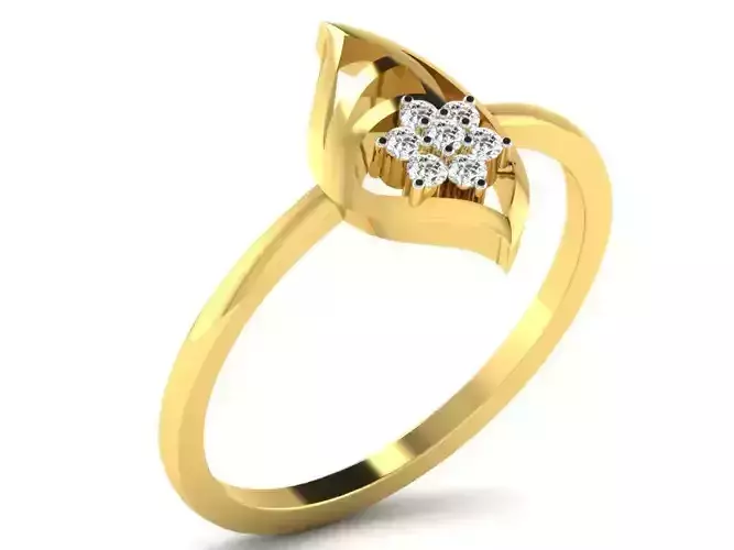 Light Weight Yellow Gold Diamond Ring  -DR-6249