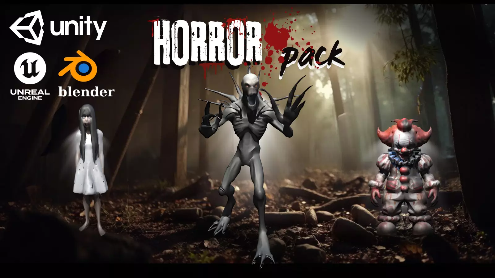 Horror Pack Low-Poly 3D Model Ready for Rigged Animation Low-poly 3D model_0