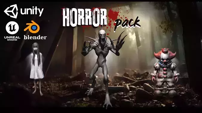 Horror Pack Low-Poly 3D Model Ready for Rigged Animation Low-poly 3D model Horror Pack Low-Poly 3D Model Ready for Rigged Animation Low-poly 3D model