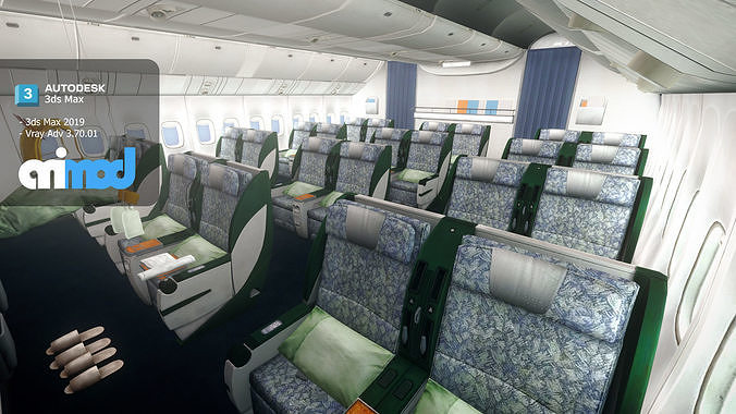 Airplane Interior Business Class 3D model
