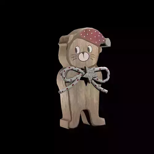 Wooden Cat Xmas Decor Design B