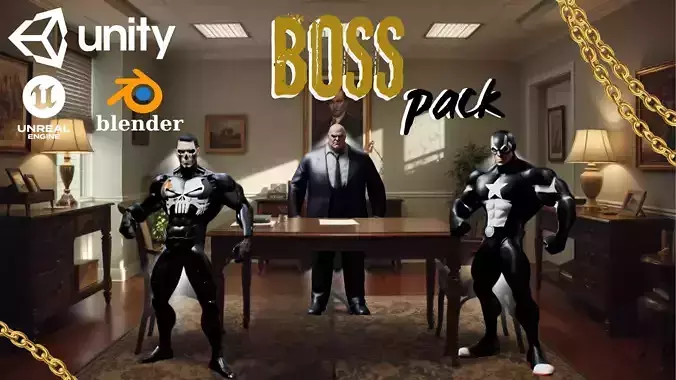 Boss Pack Low-Poly 3D Model Ready for Rigged Animation Low-poly 3D model Boss Pack Low-Poly 3D Model Ready for Rigged Animation Low-poly 3D model
