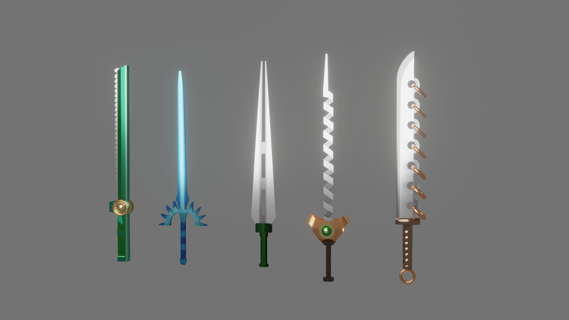 Anime swords Low-poly 3D model_2