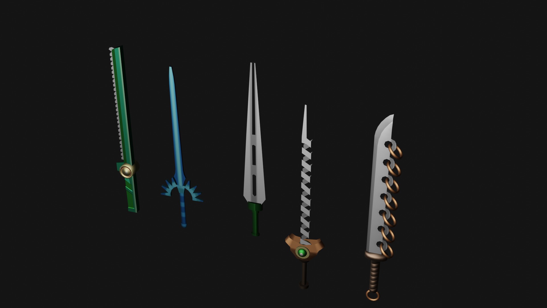 Anime swords Low-poly 3D model_1