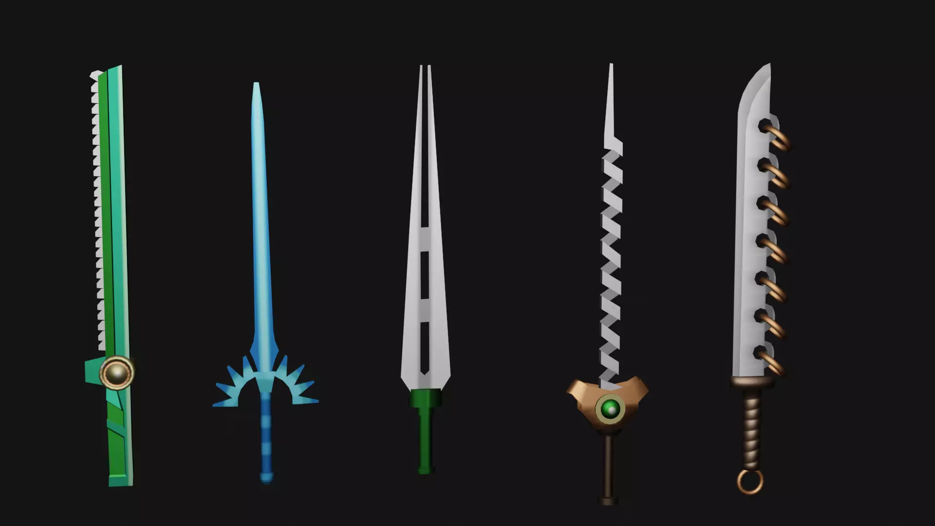 Anime swords Low-poly 3D model_0