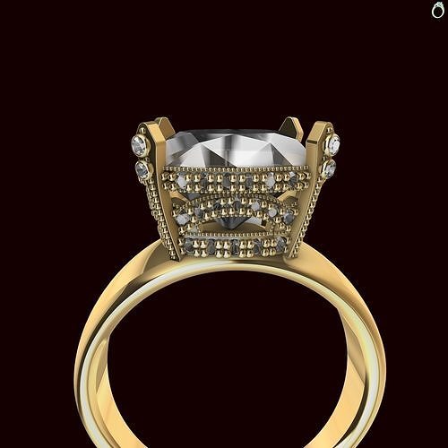 Cushion Cut Diamond Engagement Ring 3D print model