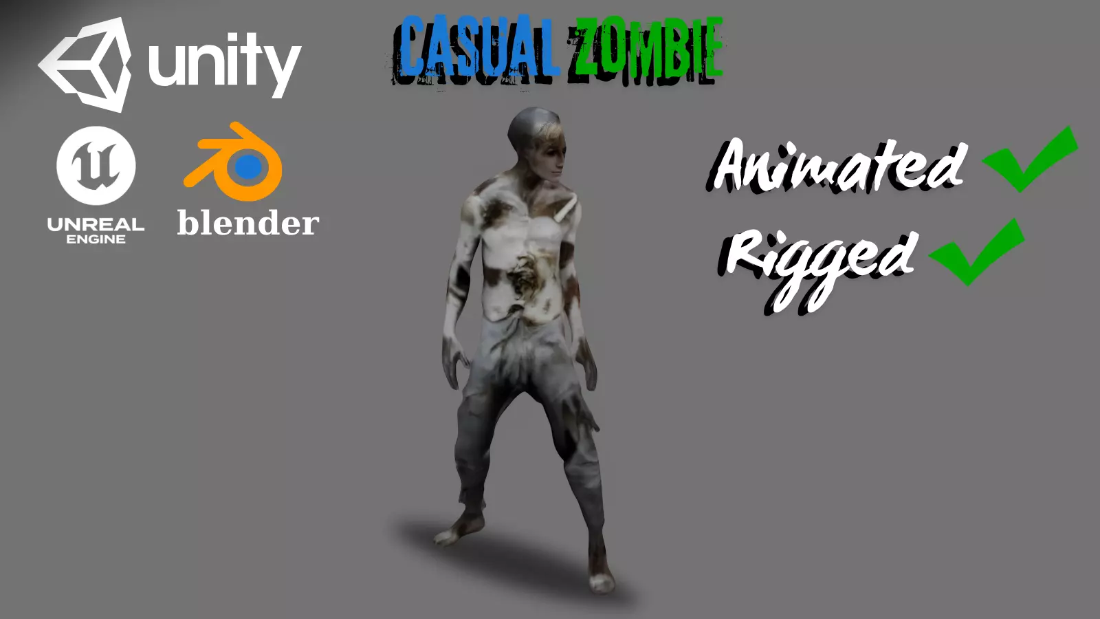 Zombie Low-Poly 3D Model Ready for Rigged Animation Low-poly 3D model_0