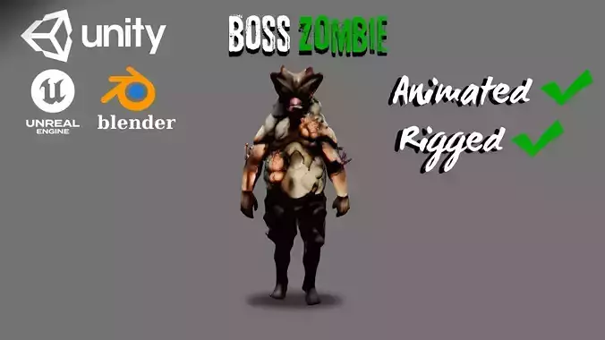 Zombie Low-Poly 3D Model Ready for Rigged Animation