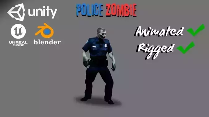 Zombie Low-Poly 3D Model Ready for Rigged Animation