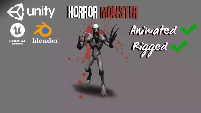 Horror Low-Poly 3D Model Ready for Rigged Animation