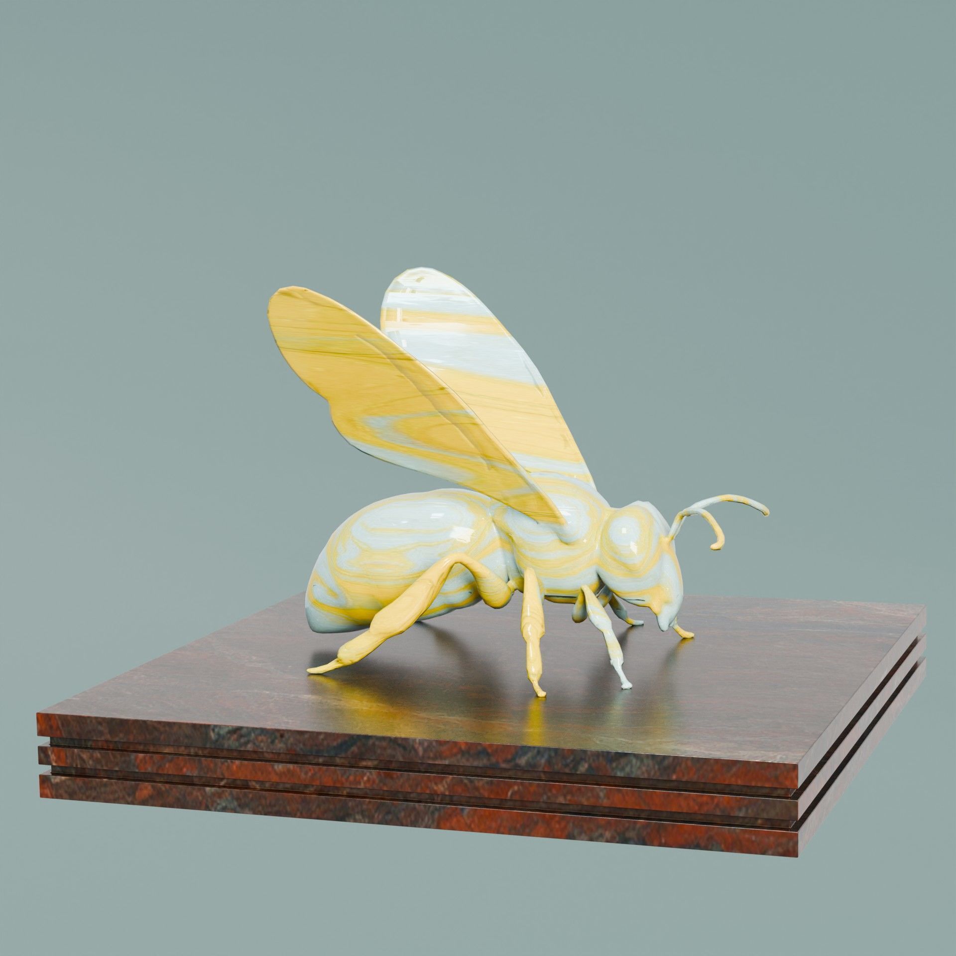 House Decoration Bee Statue Low-poly 3D model_4