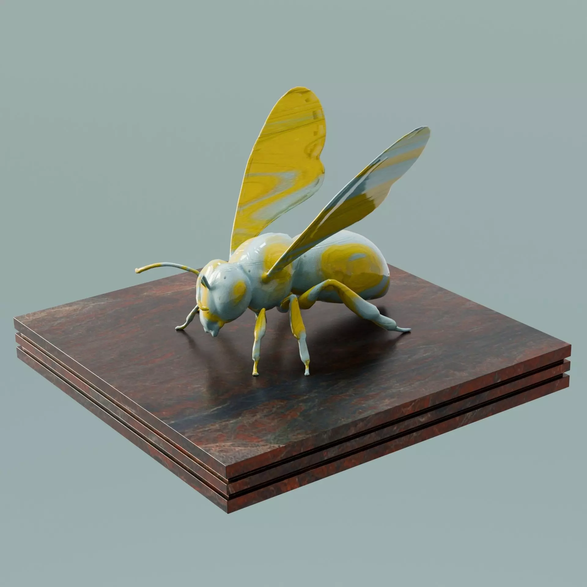House Decoration Bee Statue Low-poly 3D model_0