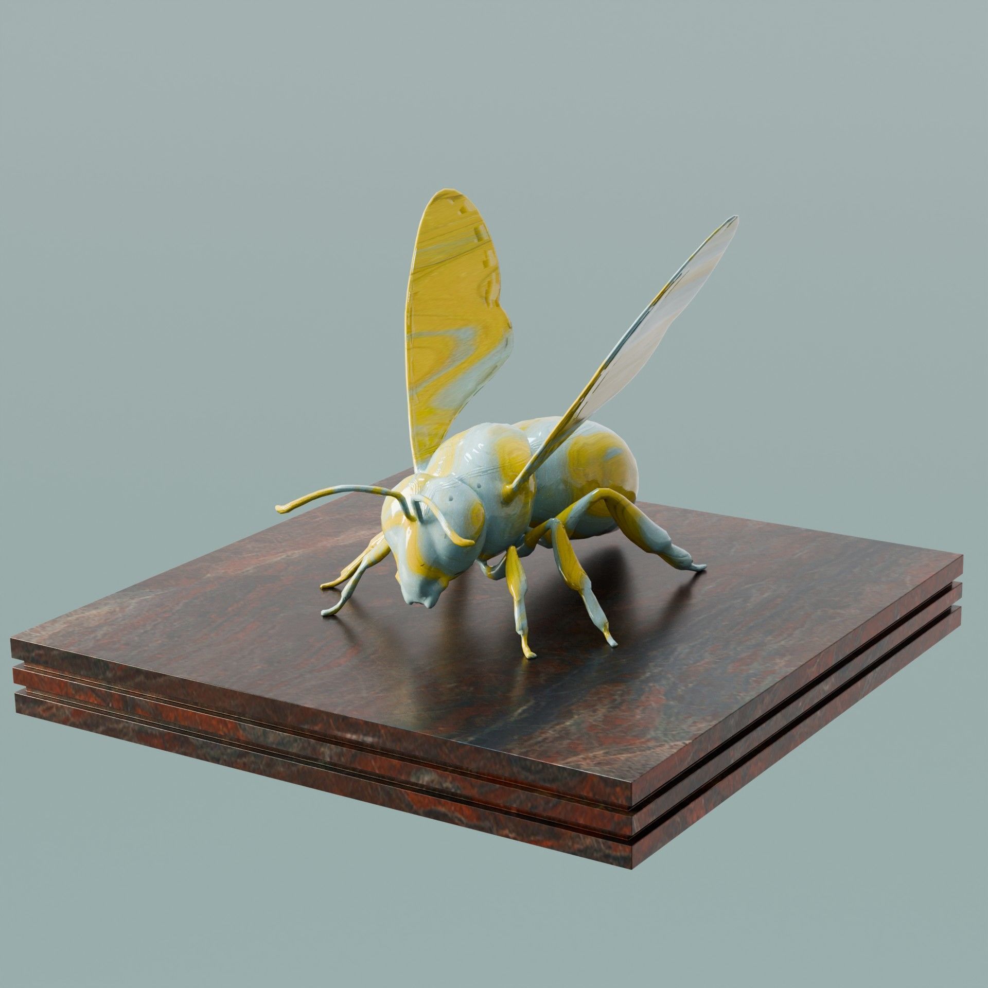 House Decoration Bee Statue Low-poly 3D model_1