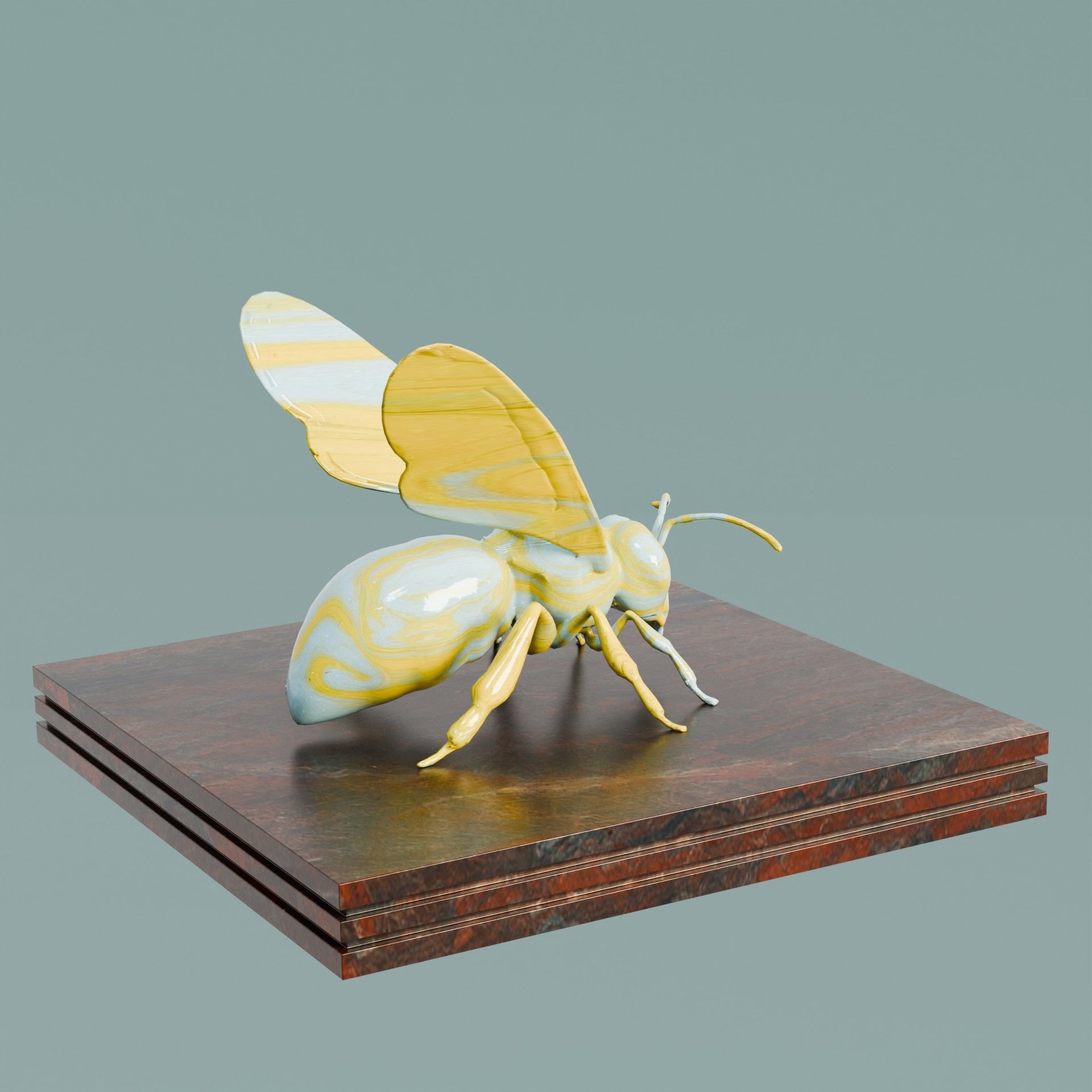House Decoration Bee Statue Low-poly 3D model_5