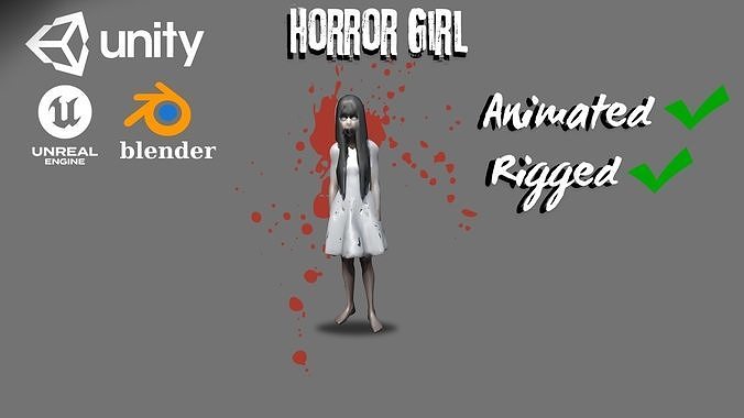 Horror Low-Poly 3D Model Ready for Rigged Animation Low-poly 3D model