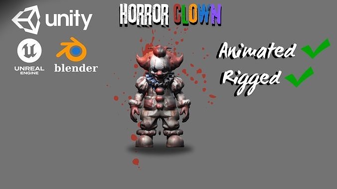 Horror Low-Poly 3D Model Ready for Rigged Animation Low-poly 3D model