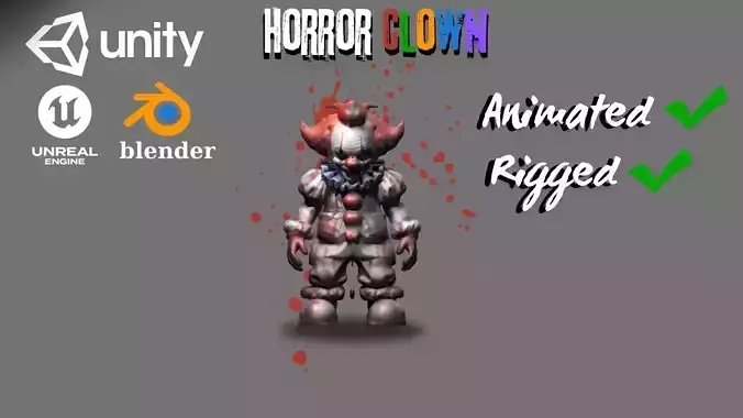 Horror Low-Poly 3D Model Ready for Rigged Animation