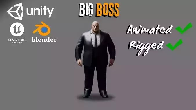 Boss Character Low-Poly 3D Model Ready for Rigged Animation