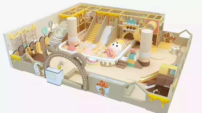 Bear themed indoor amusement park