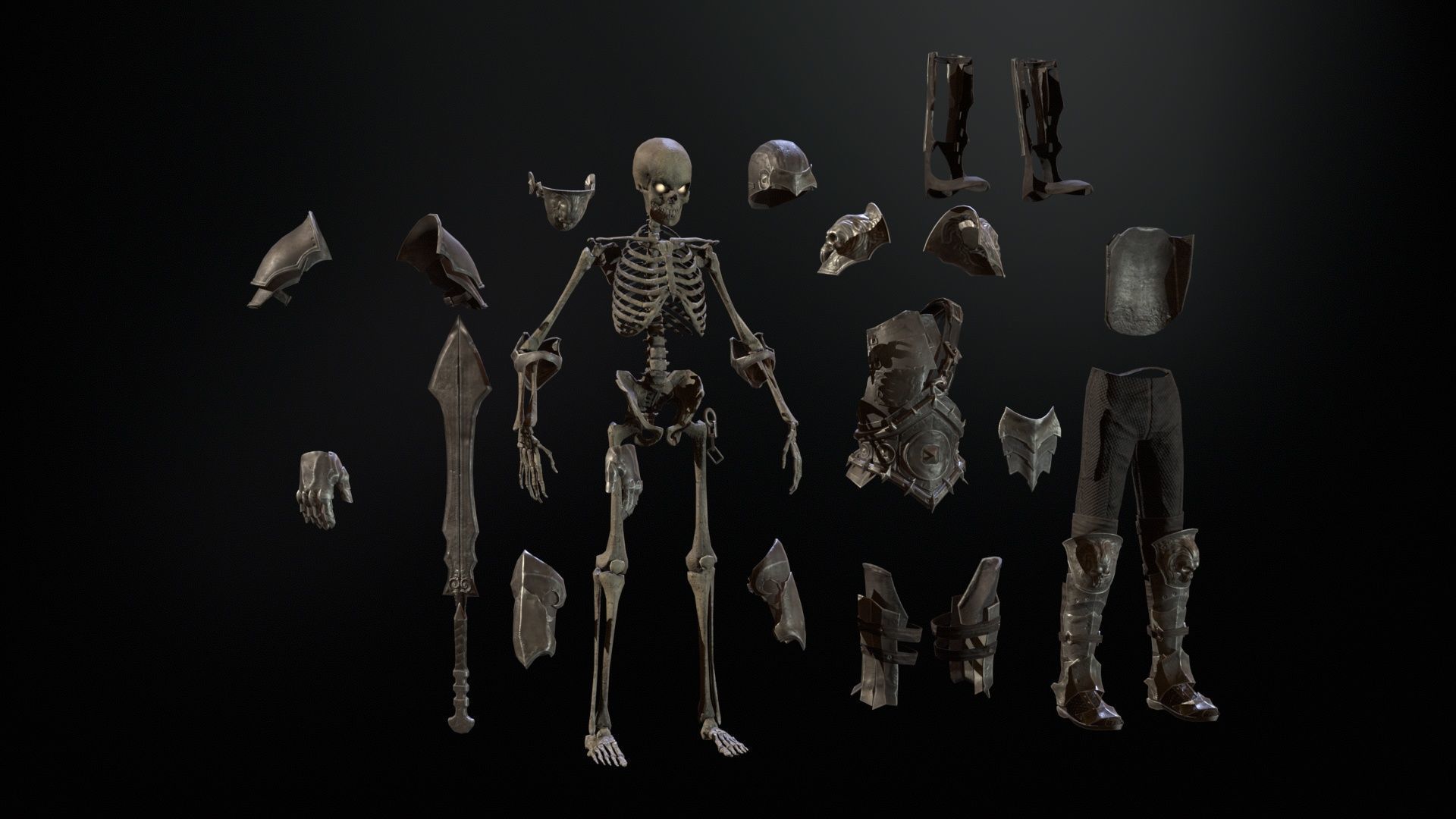 Skeleton3 Low-poly 3D model_9