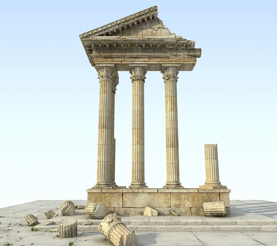 Ancient Greek Ruin Temple 3D model_2