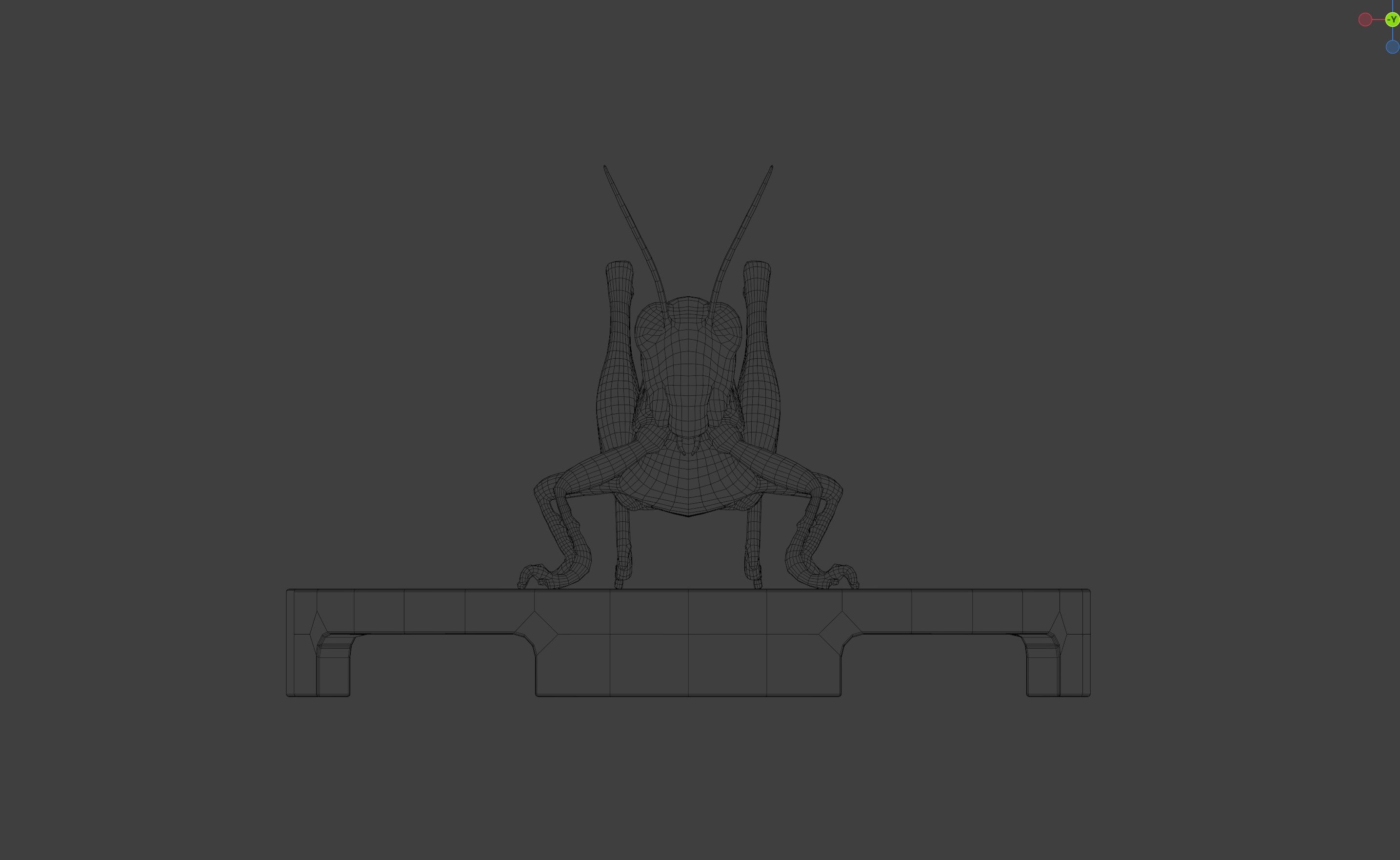 House Decoration Grasshopper Statue Low-poly 3D model_6