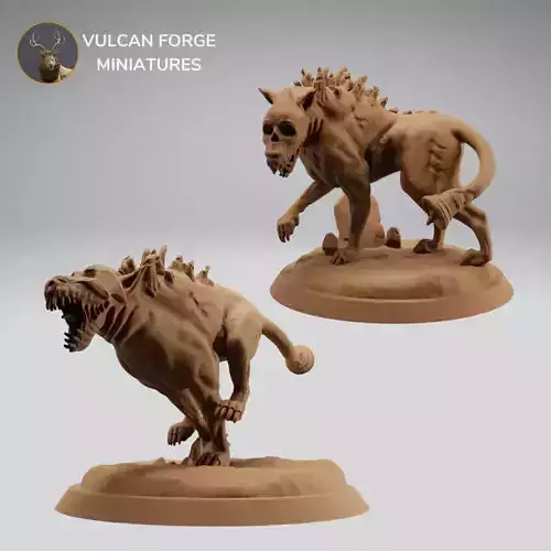 Undead skeleton hound hellhound  2 models pre supported 3D print model