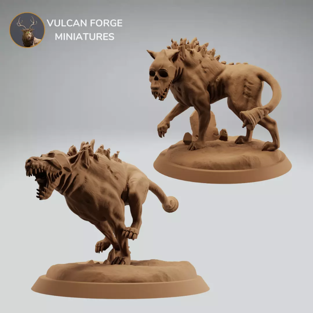 Undead skeleton hound hellhound 2 models pre supported 3D print model