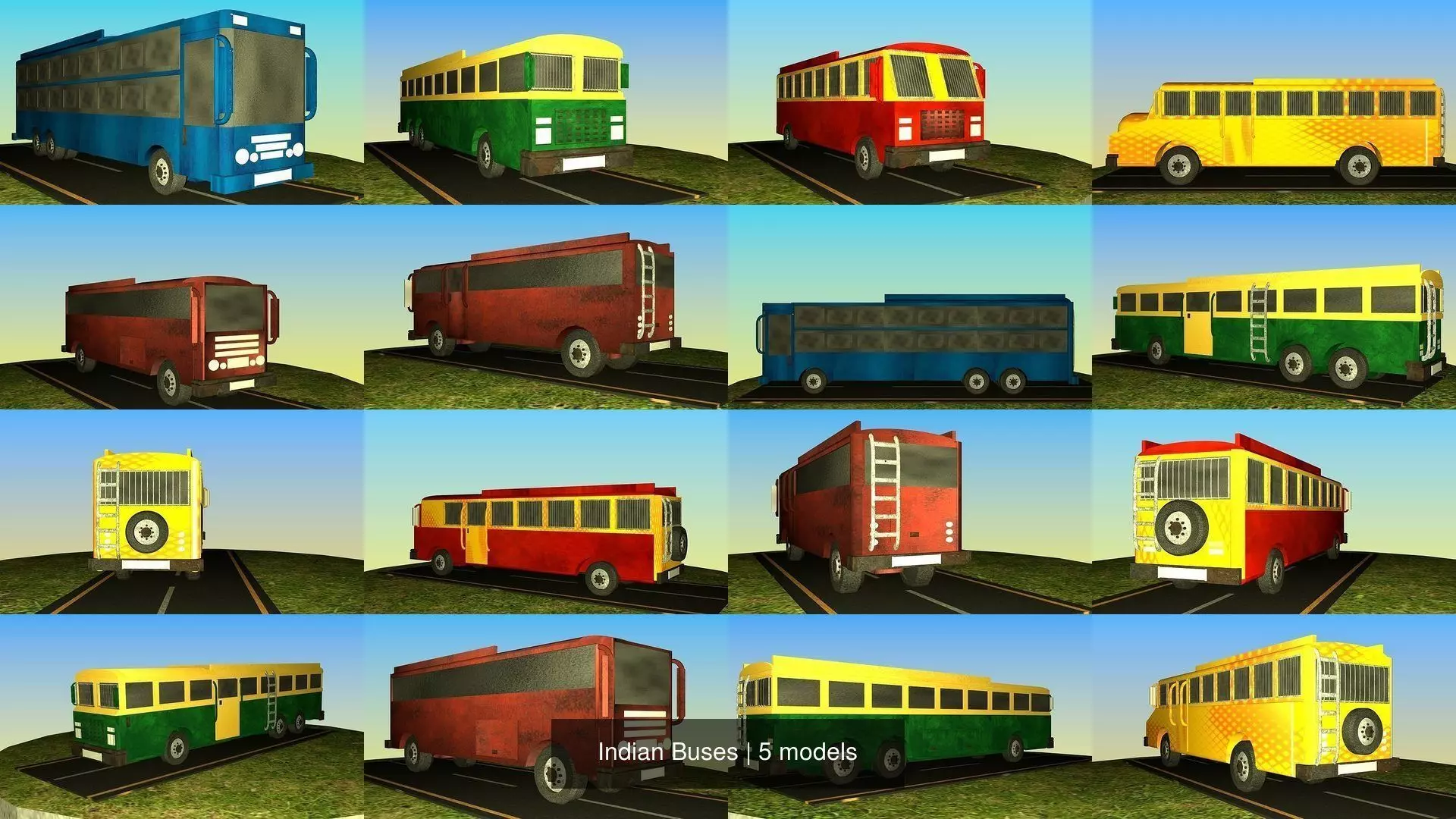 Indian Buses 3D Model Collection_0