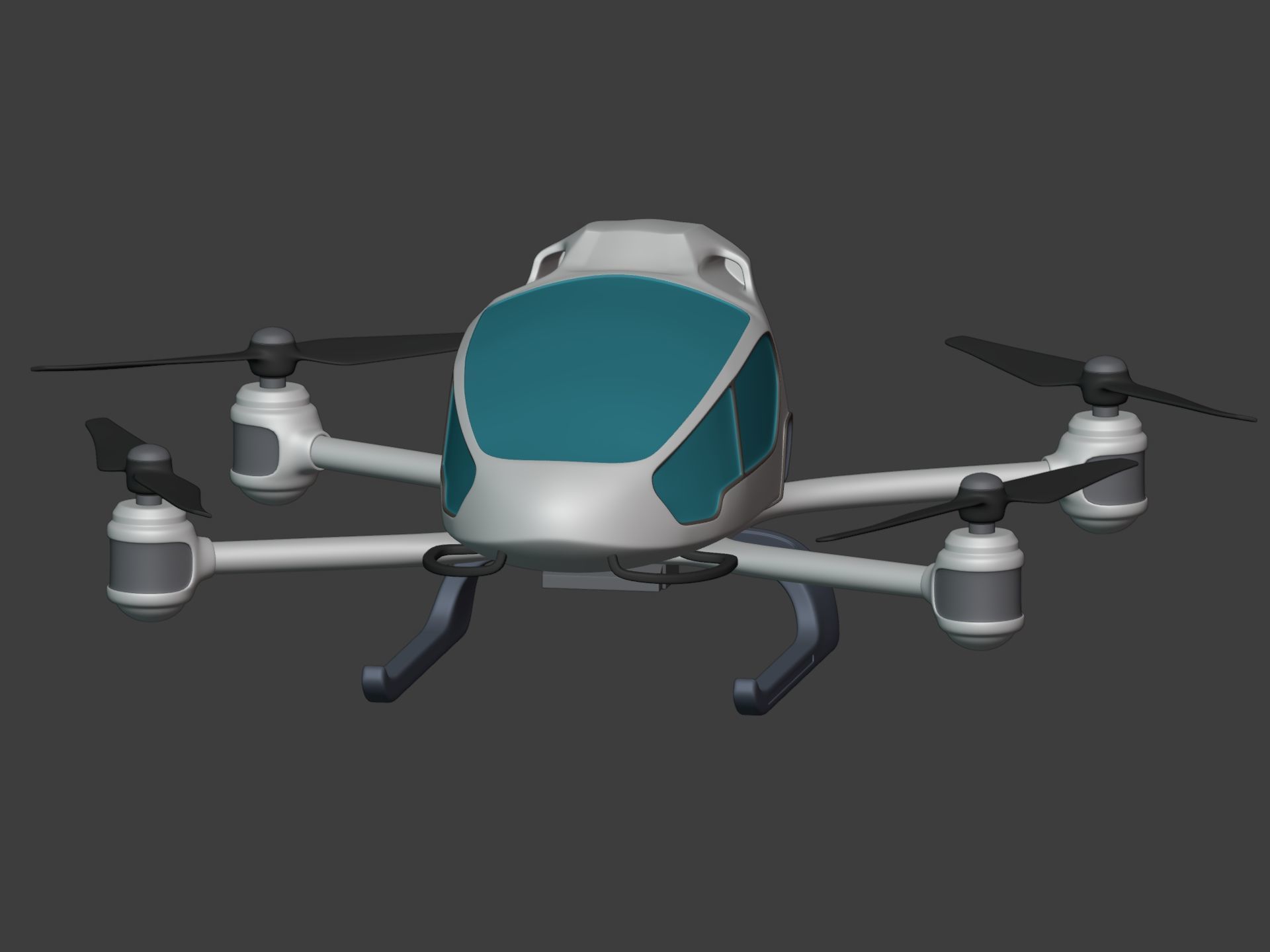 Generic Passenger Taxi Drone -- Quadcopter Helicopter Flying Car Low-poly 3D model_7