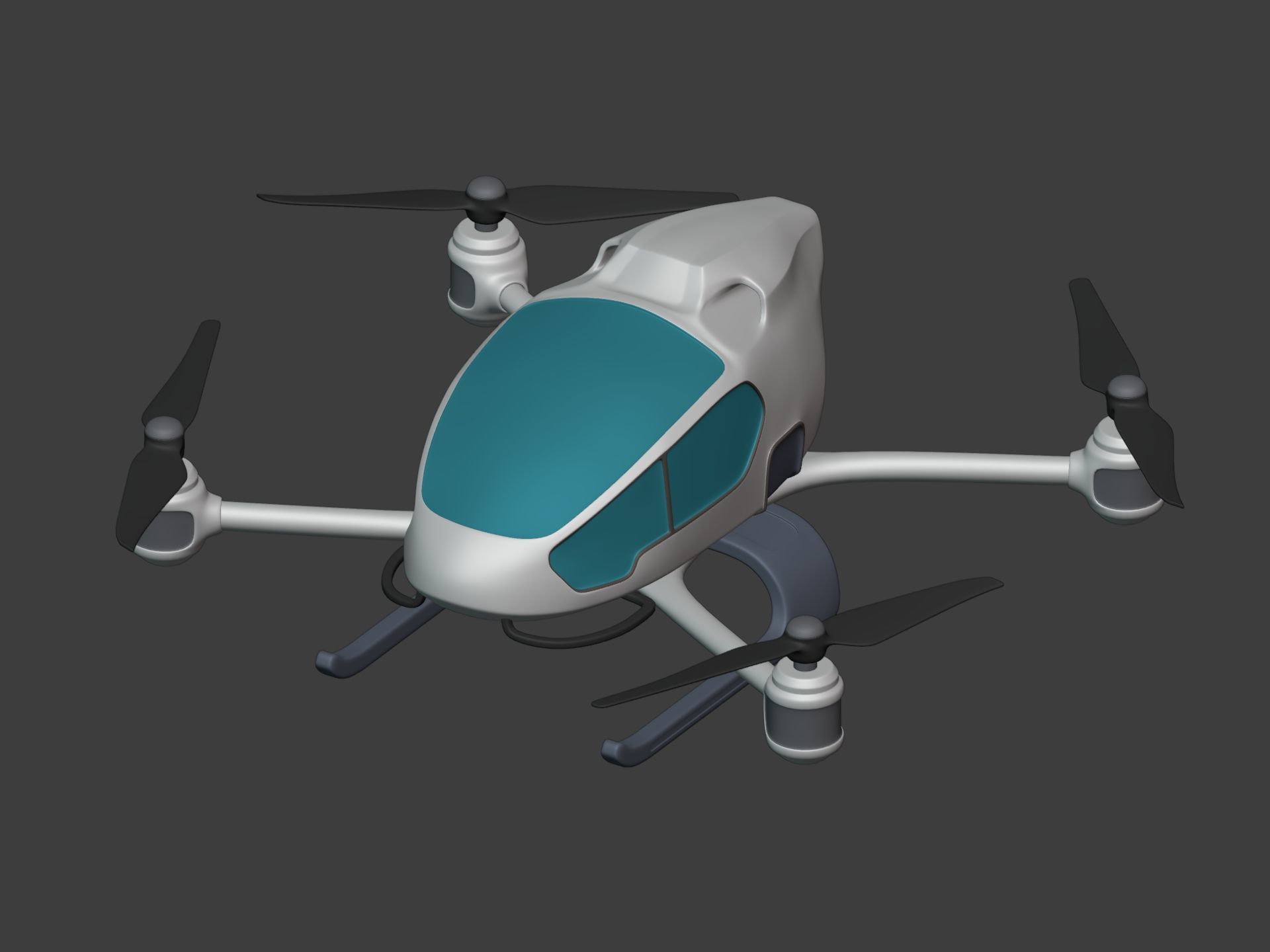 Generic Passenger Taxi Drone -- Quadcopter Helicopter Flying Car Low-poly 3D model_12