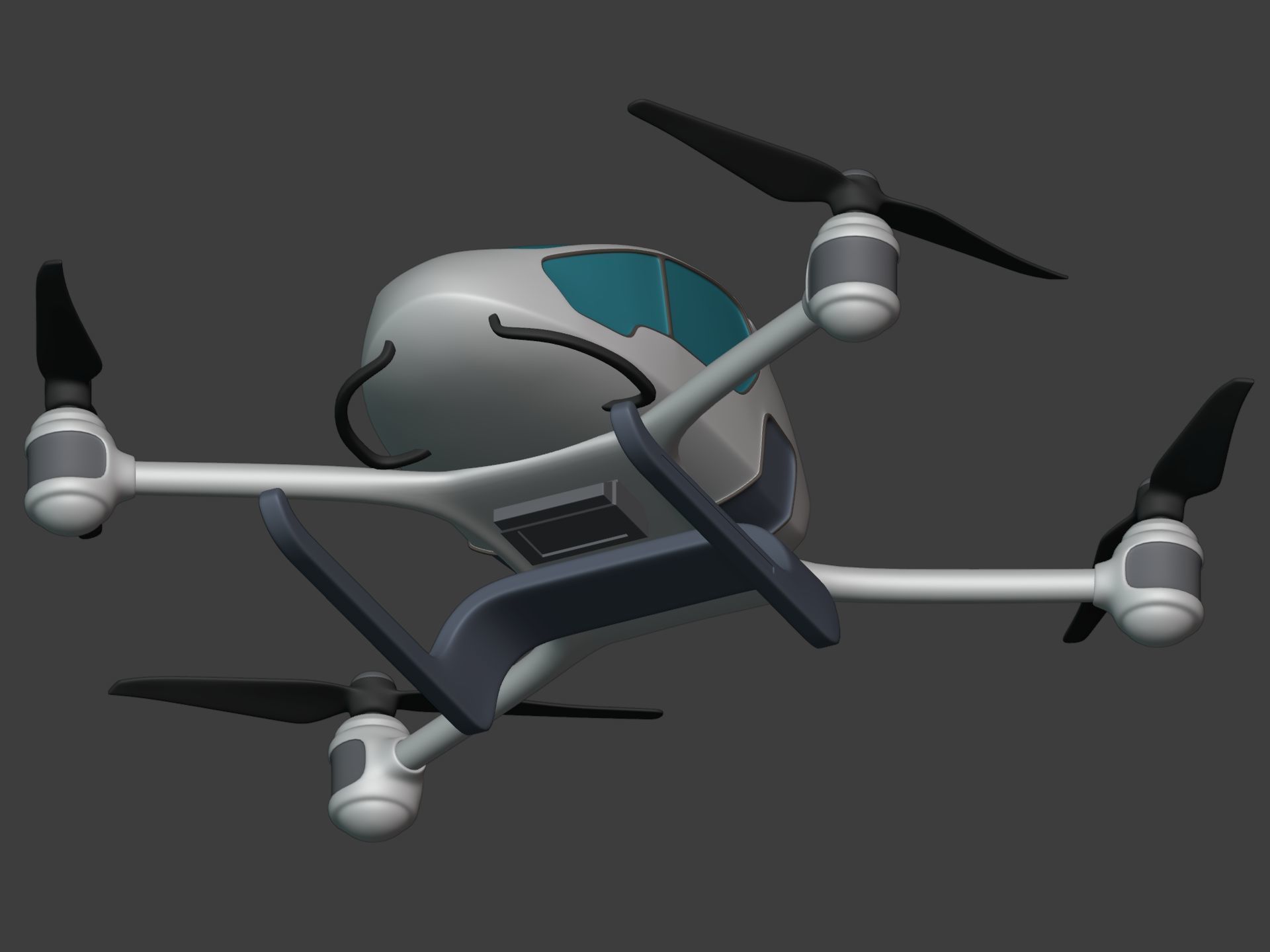 Generic Passenger Taxi Drone -- Quadcopter Helicopter Flying Car Low-poly 3D model_16