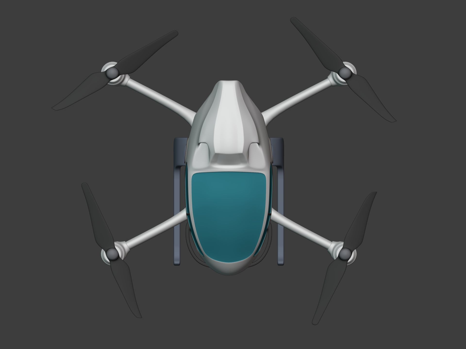 Generic Passenger Taxi Drone -- Quadcopter Helicopter Flying Car Low-poly 3D model_11