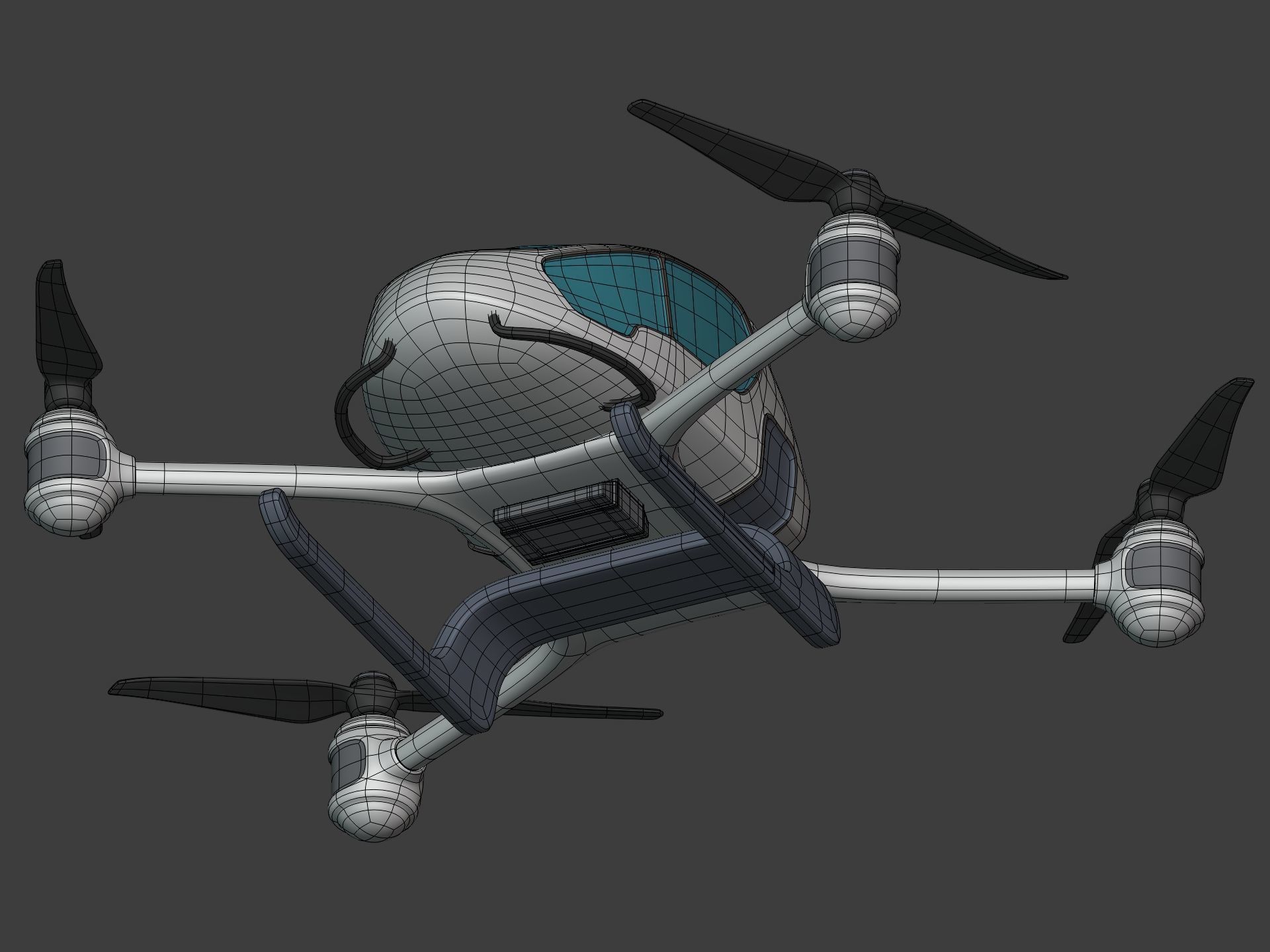 Generic Passenger Taxi Drone -- Quadcopter Helicopter Flying Car Low-poly 3D model_14