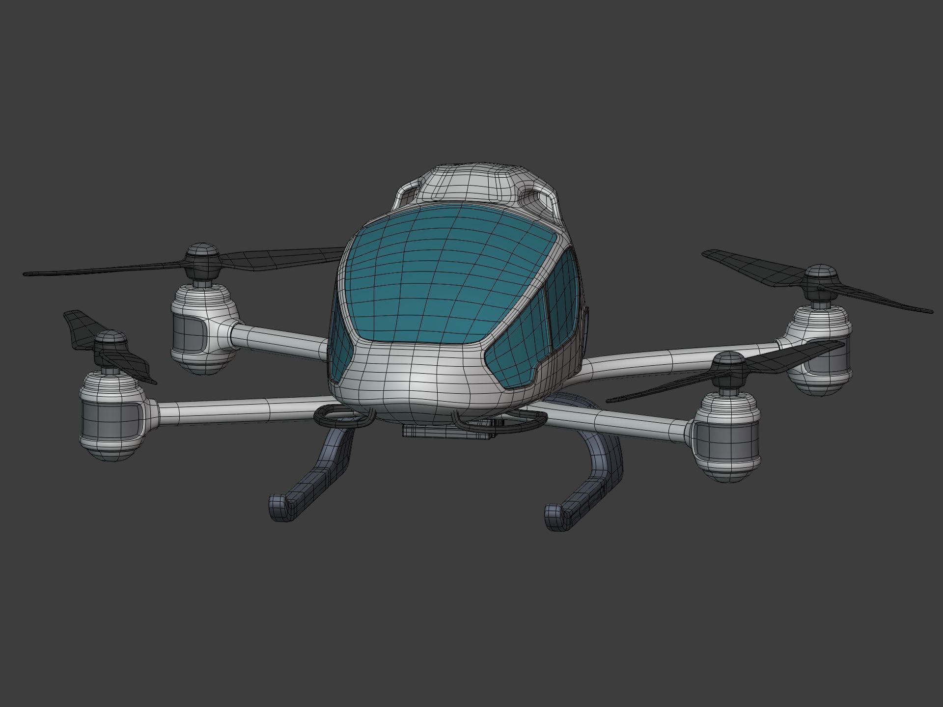 Generic Passenger Taxi Drone -- Quadcopter Helicopter Flying Car Low-poly 3D model_8