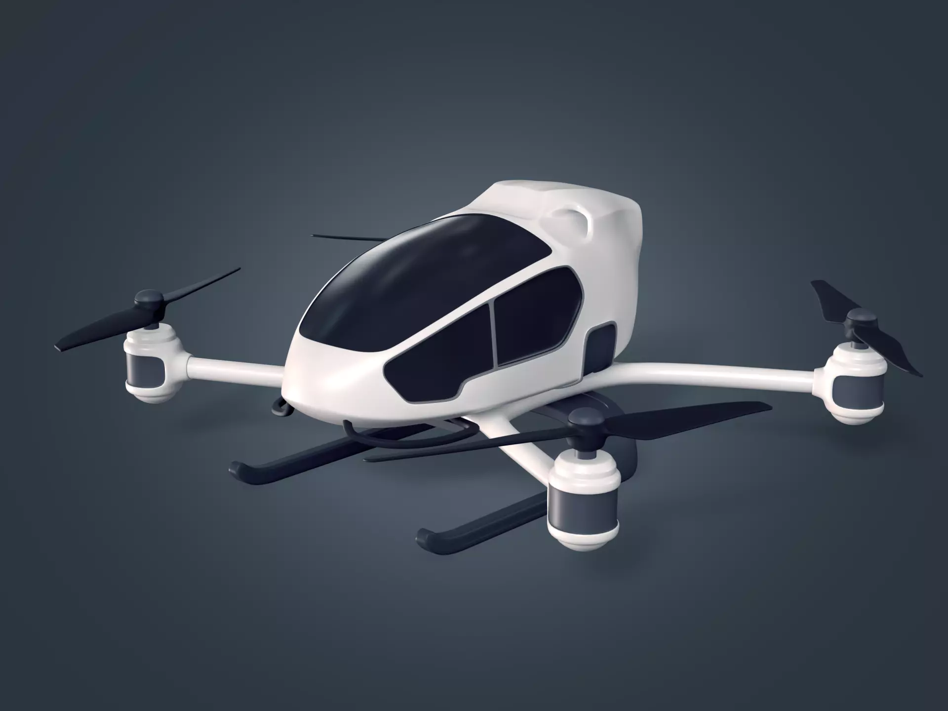 Generic Passenger Taxi Drone -- Quadcopter Helicopter Flying Car Low-poly 3D model_0
