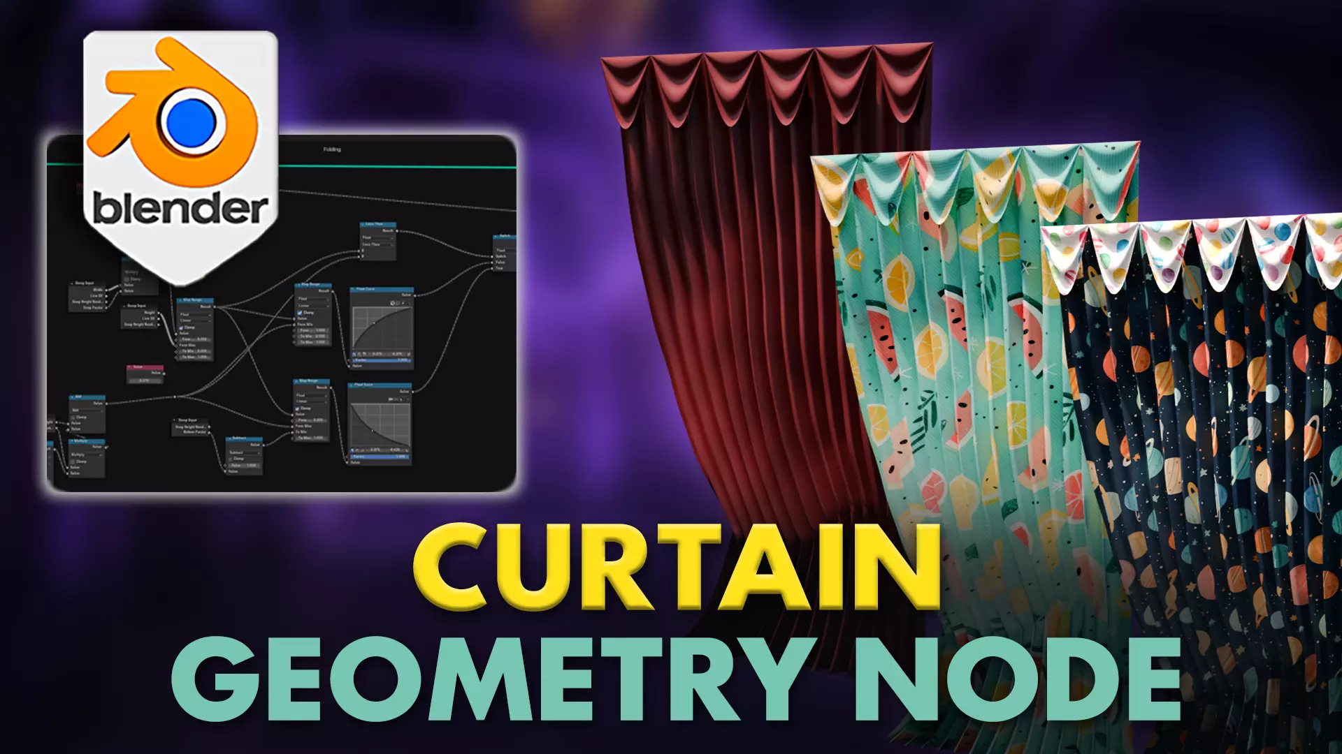 3D Tudor Curtain Geometry Node - Cloth Simulator 3D model_0