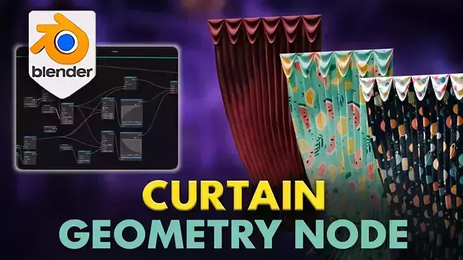3D Tudor Curtain Geometry Node - Cloth Simulator