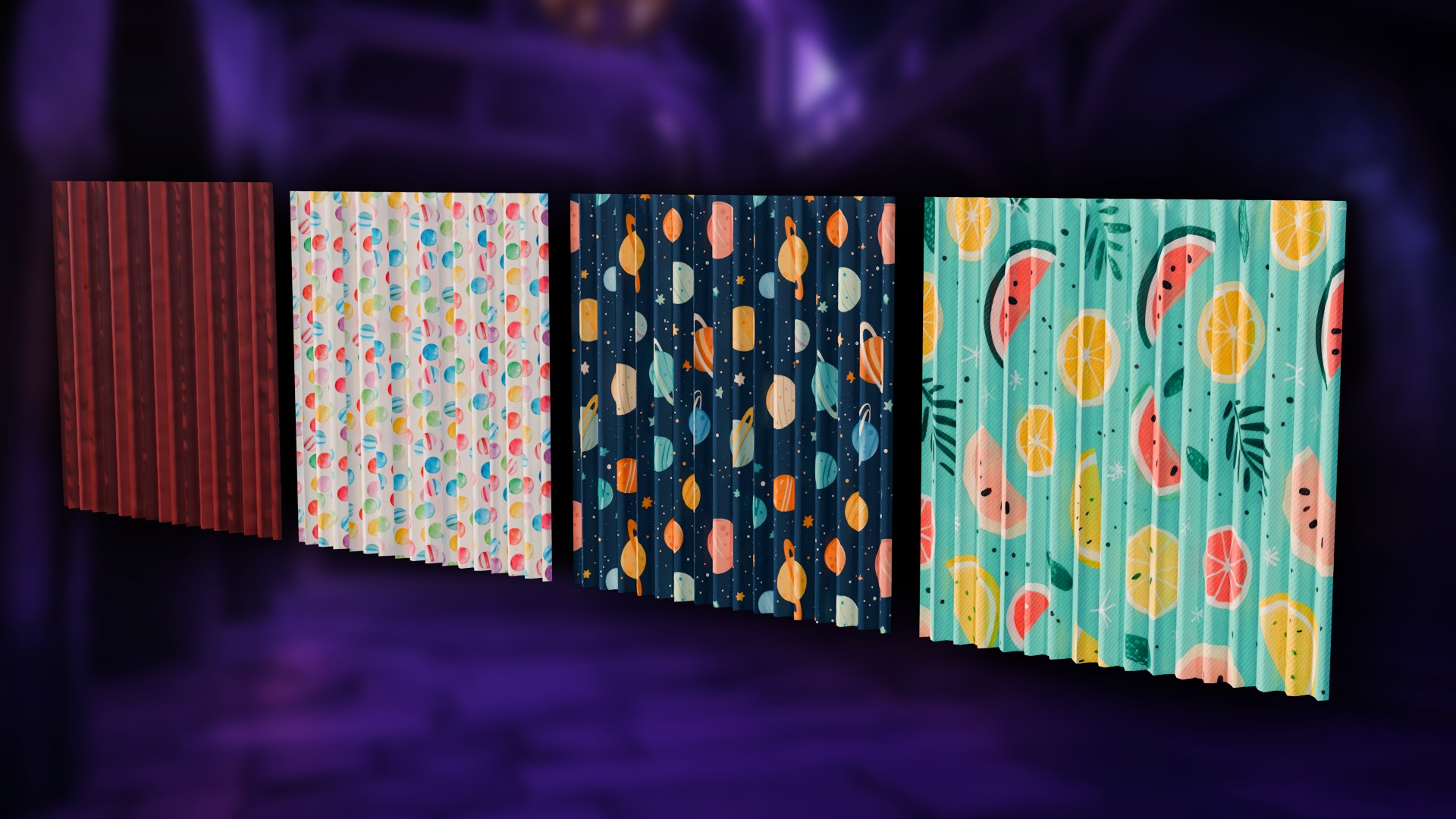 3D Tudor Curtain Geometry Node - Cloth Simulator 3D model_3