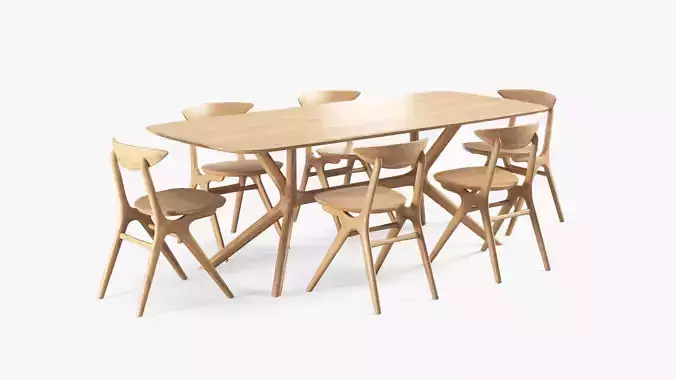 eye chair oak bok table