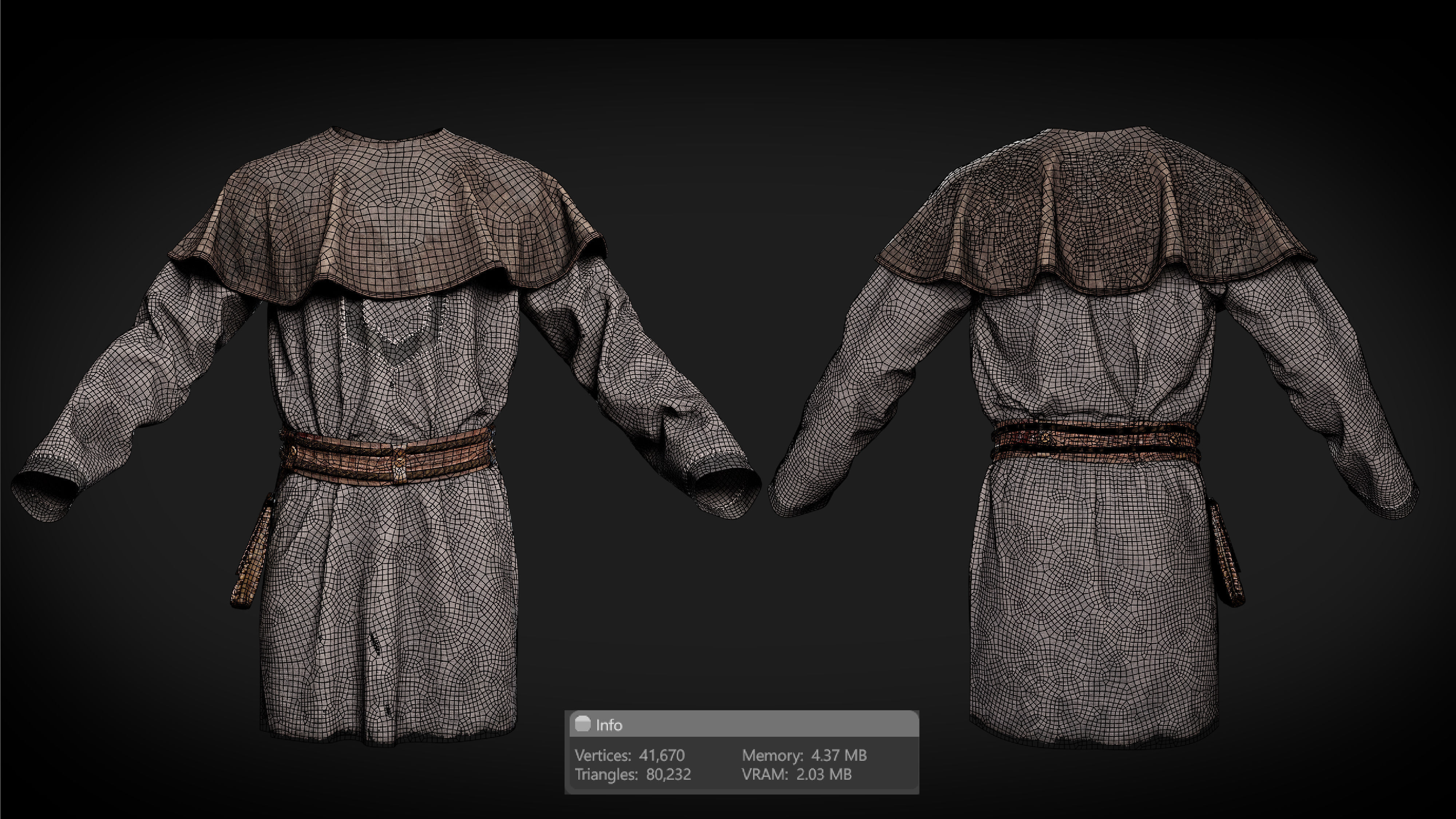 Medieval farmer clothes peasant tunic 3D model_10
