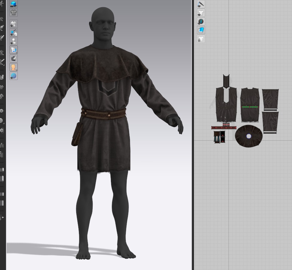 Medieval farmer clothes peasant tunic 3D model_22