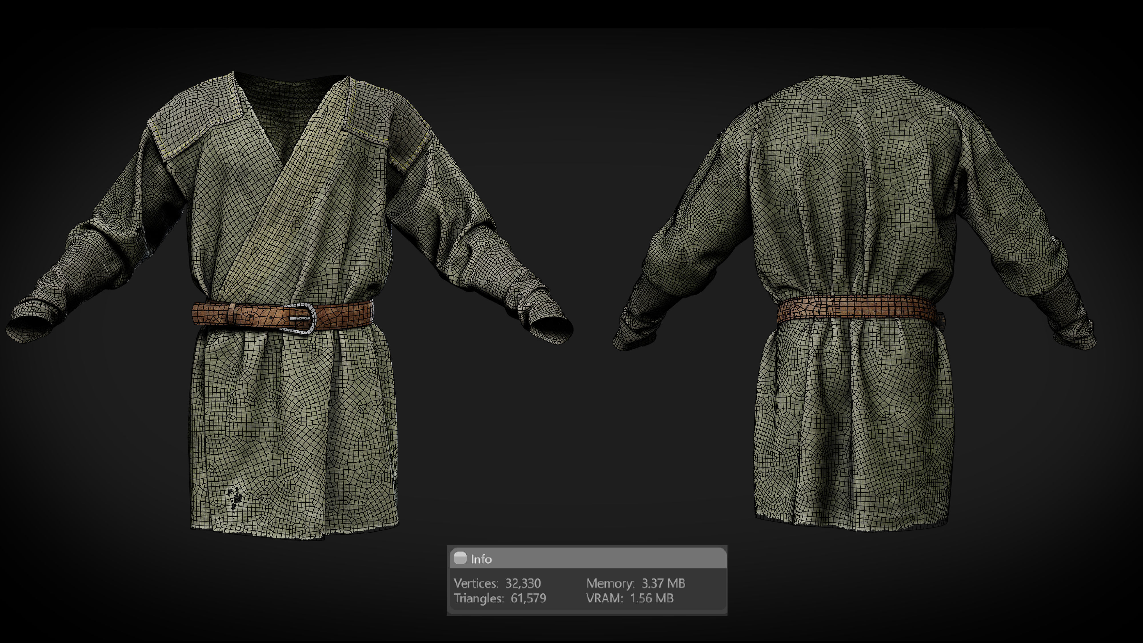 Medieval farmer clothes peasant tunic 3D model_8