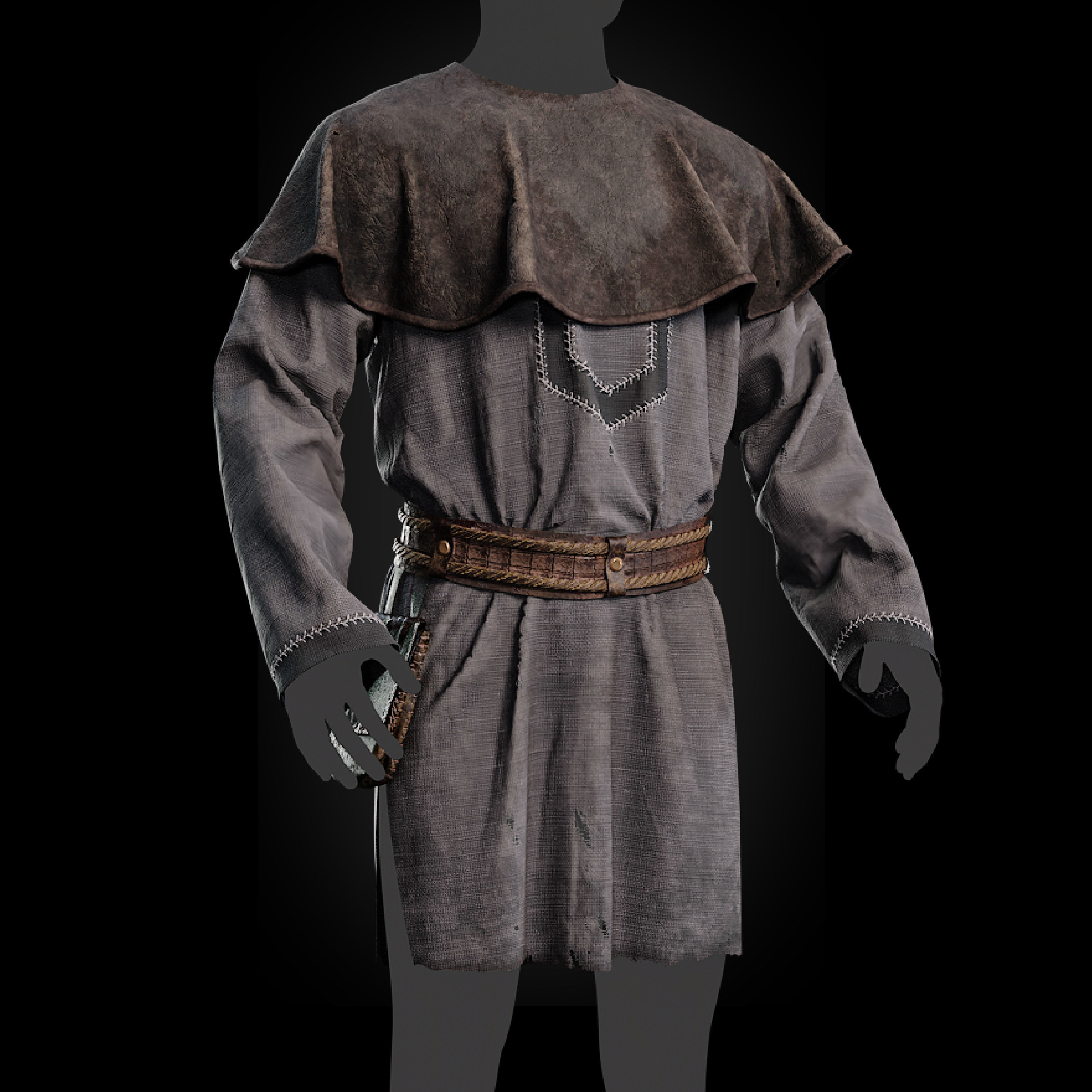 Medieval farmer clothes peasant tunic 3D model_15