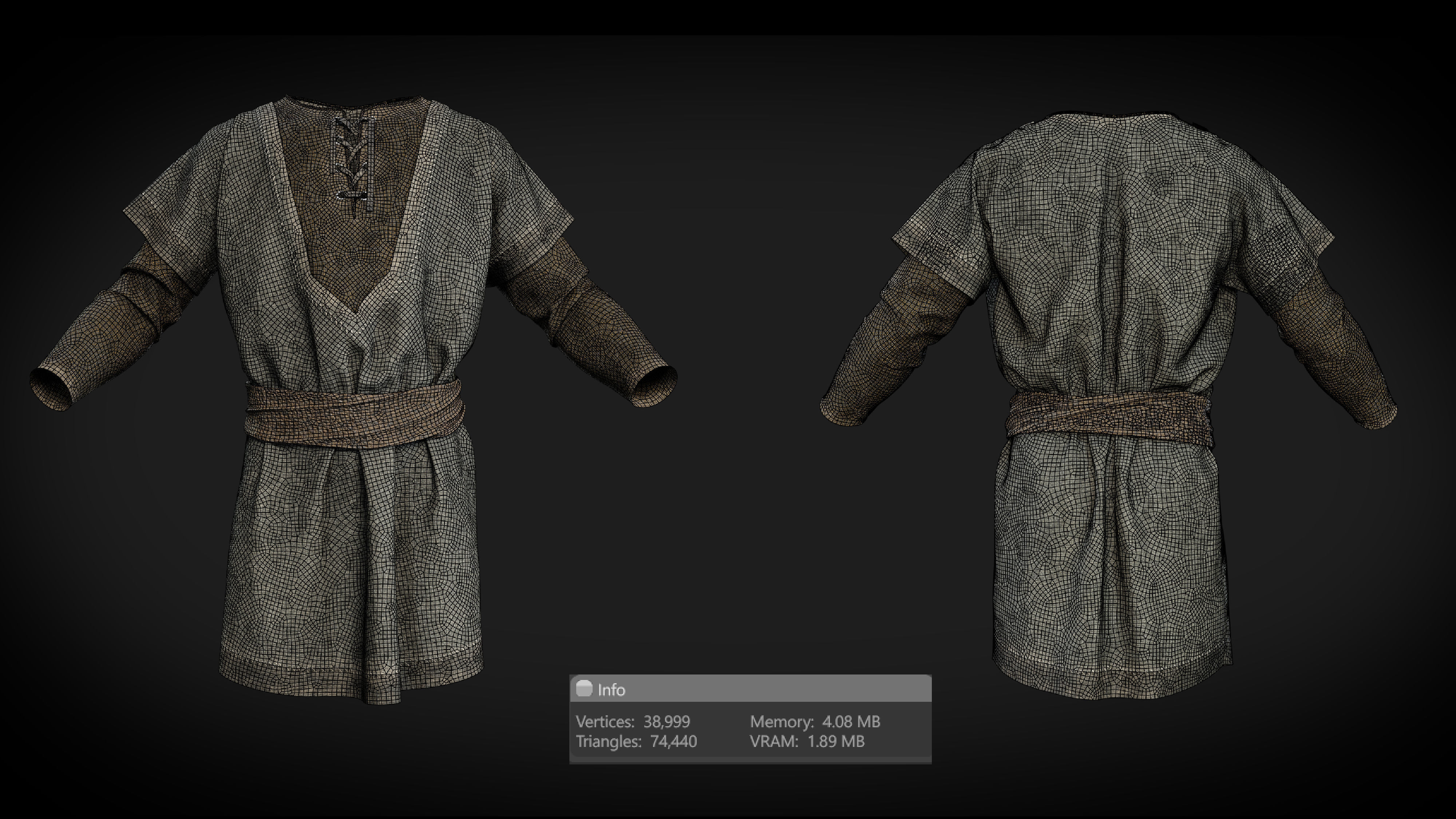 Medieval farmer clothes peasant tunic 3D model_7
