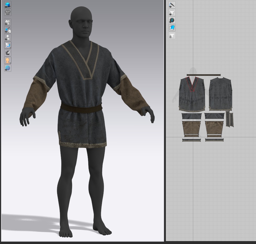 Medieval farmer clothes peasant tunic 3D model_18