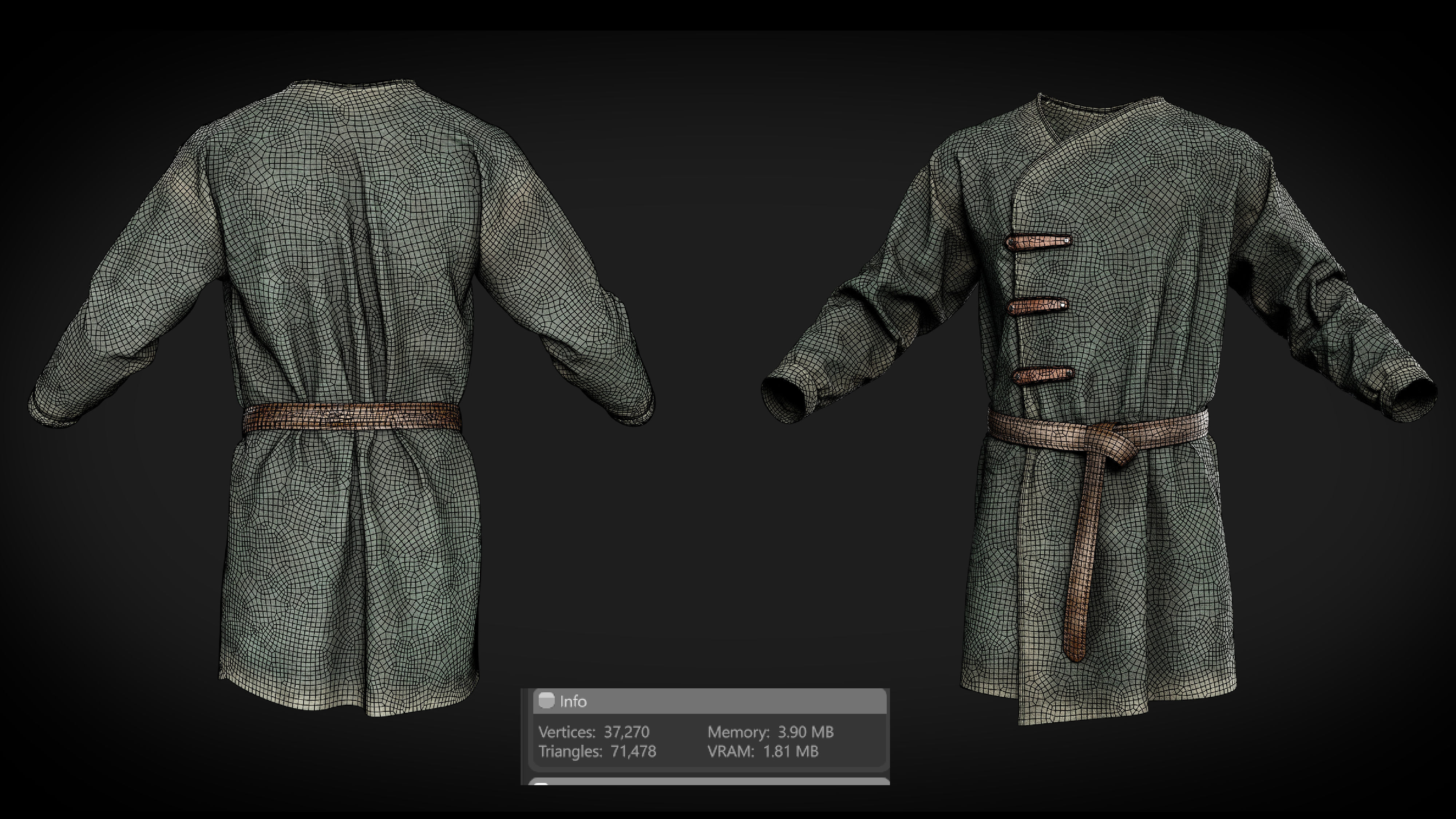 Medieval farmer clothes peasant tunic 3D model_19